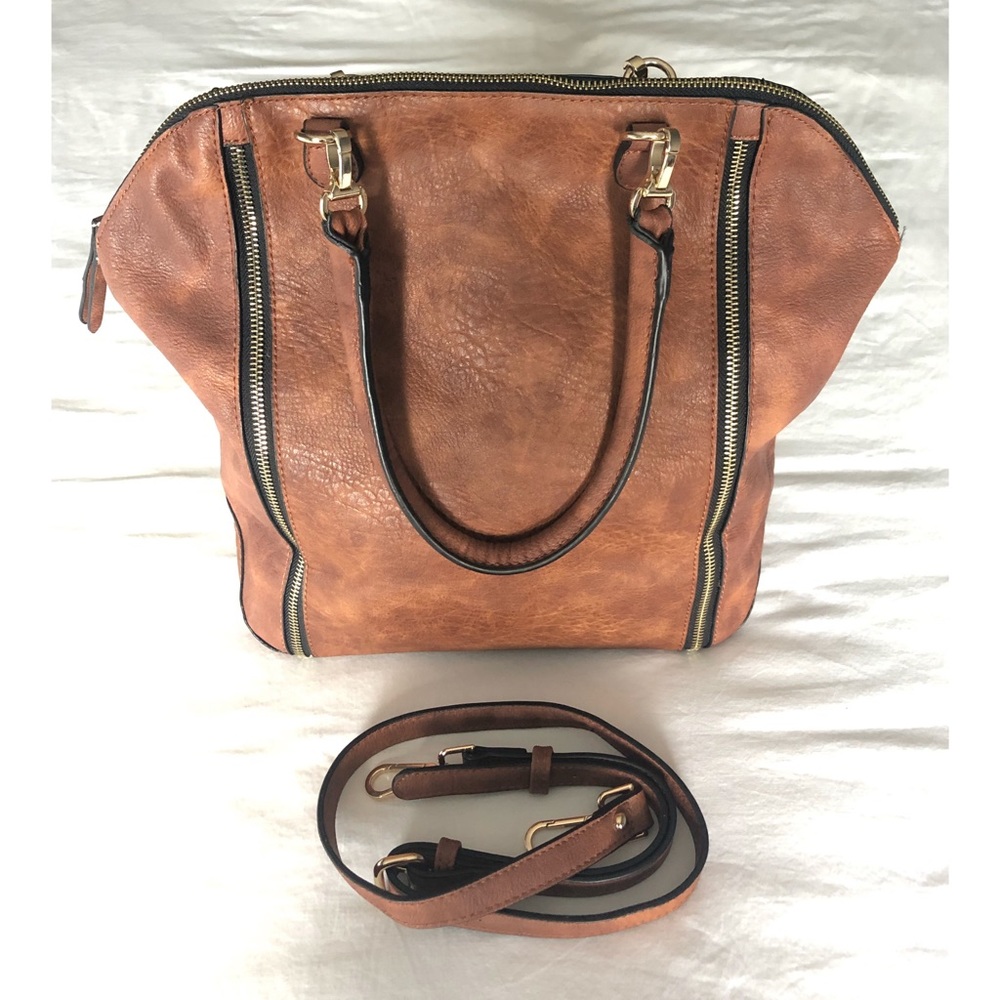 Vegan leather bowling shape bag